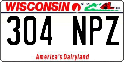 WI license plate 304NPZ