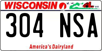 WI license plate 304NSA