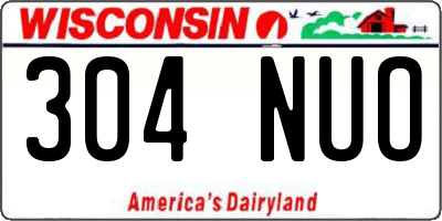 WI license plate 304NUO