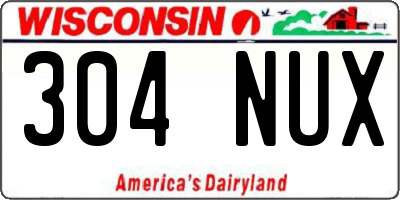 WI license plate 304NUX