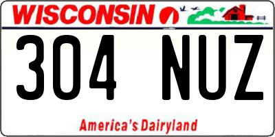 WI license plate 304NUZ