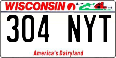 WI license plate 304NYT
