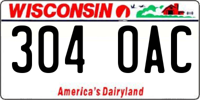 WI license plate 304OAC