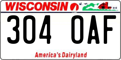 WI license plate 304OAF