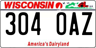 WI license plate 304OAZ