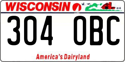 WI license plate 304OBC