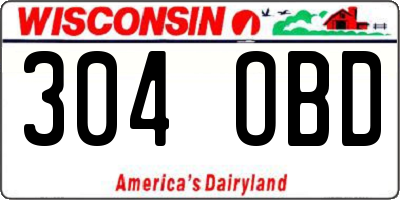 WI license plate 304OBD