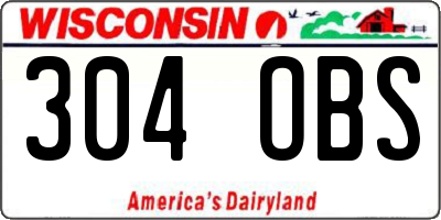 WI license plate 304OBS
