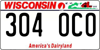 WI license plate 304OCO
