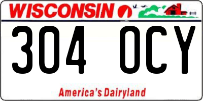 WI license plate 304OCY