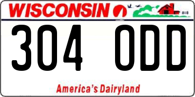 WI license plate 304ODD