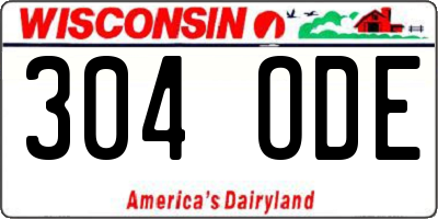 WI license plate 304ODE