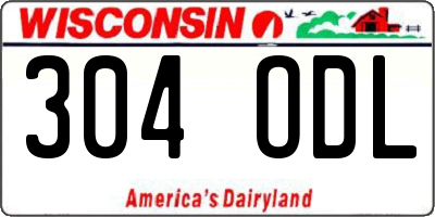 WI license plate 304ODL