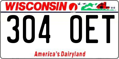 WI license plate 304OET