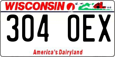 WI license plate 304OEX