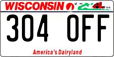 WI license plate 304OFF