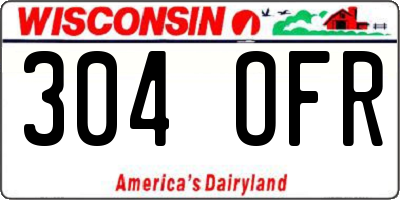 WI license plate 304OFR