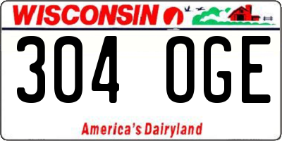 WI license plate 304OGE
