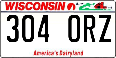 WI license plate 304ORZ