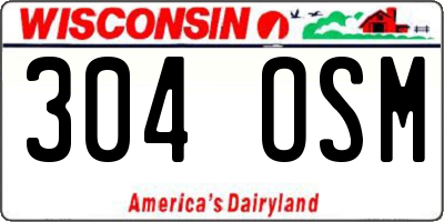 WI license plate 304OSM