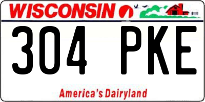 WI license plate 304PKE