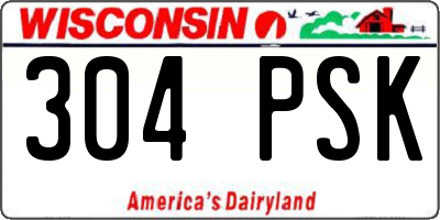 WI license plate 304PSK