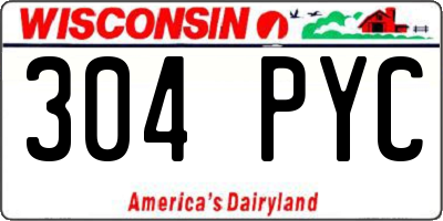 WI license plate 304PYC