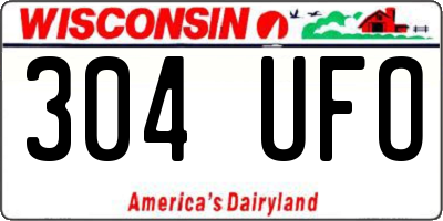 WI license plate 304UFO