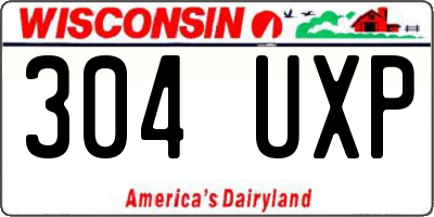 WI license plate 304UXP