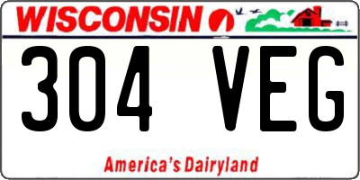 WI license plate 304VEG