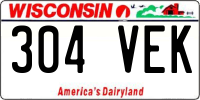 WI license plate 304VEK