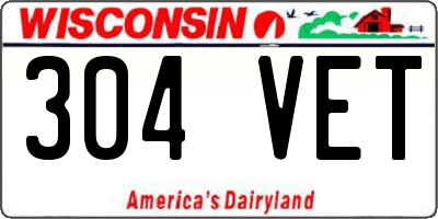 WI license plate 304VET