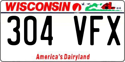 WI license plate 304VFX