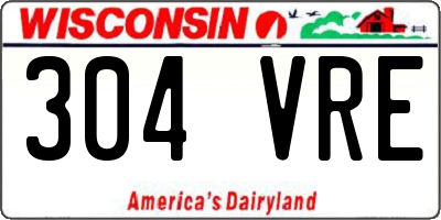 WI license plate 304VRE