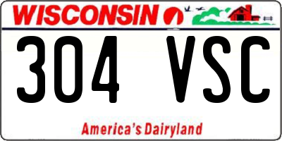 WI license plate 304VSC