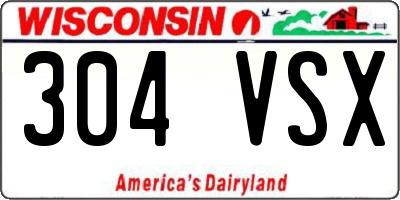 WI license plate 304VSX