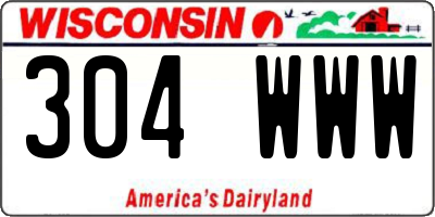WI license plate 304WWW