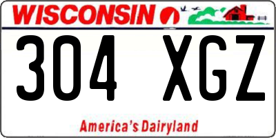WI license plate 304XGZ
