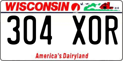WI license plate 304XOR