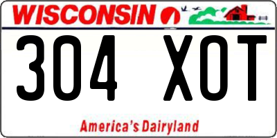 WI license plate 304XOT