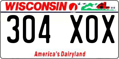 WI license plate 304XOX