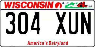 WI license plate 304XUN