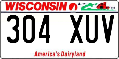 WI license plate 304XUV
