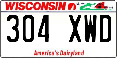 WI license plate 304XWD