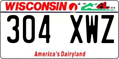 WI license plate 304XWZ