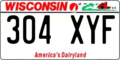 WI license plate 304XYF