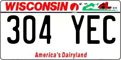 WI license plate 304YEC