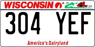 WI license plate 304YEF