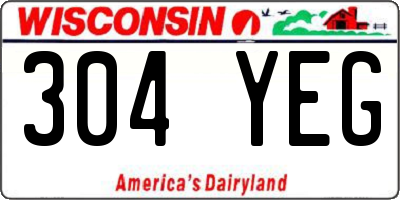 WI license plate 304YEG
