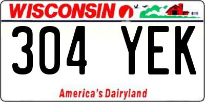 WI license plate 304YEK